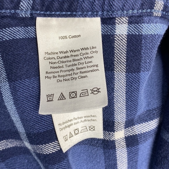 Eddie Bauer Slim Fit Blue Plaid Button Down Shirt Size Small - Picture 3 of 5